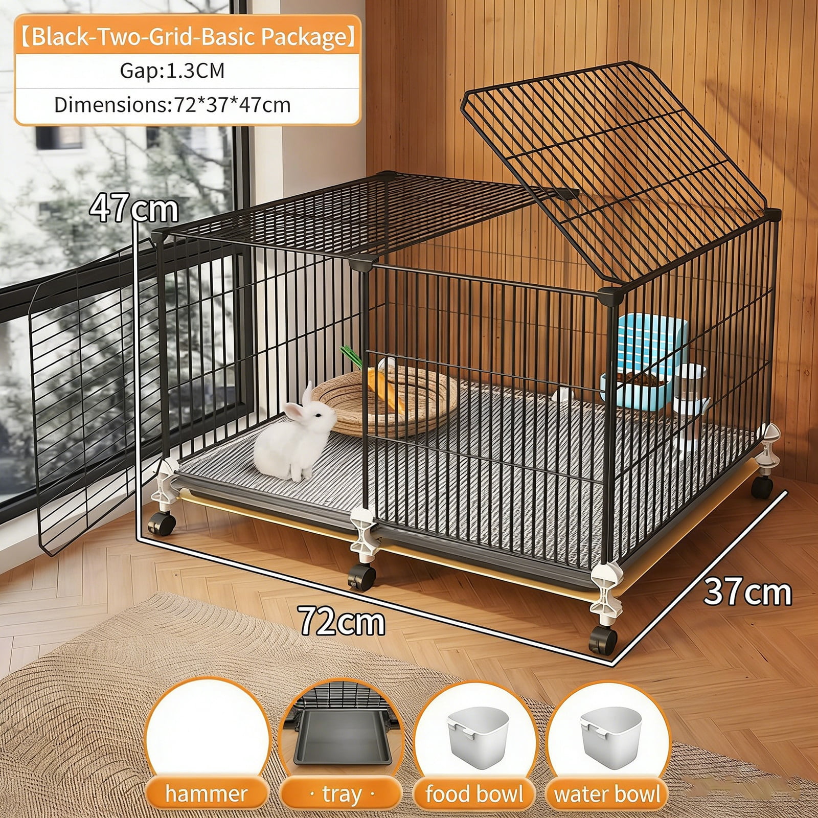 Guinea pig cage, small animal cage, large room with waterproof base plate, encrypted iron mesh, suitable for hedgehogs, guinea pigs, hamsters, rabbits