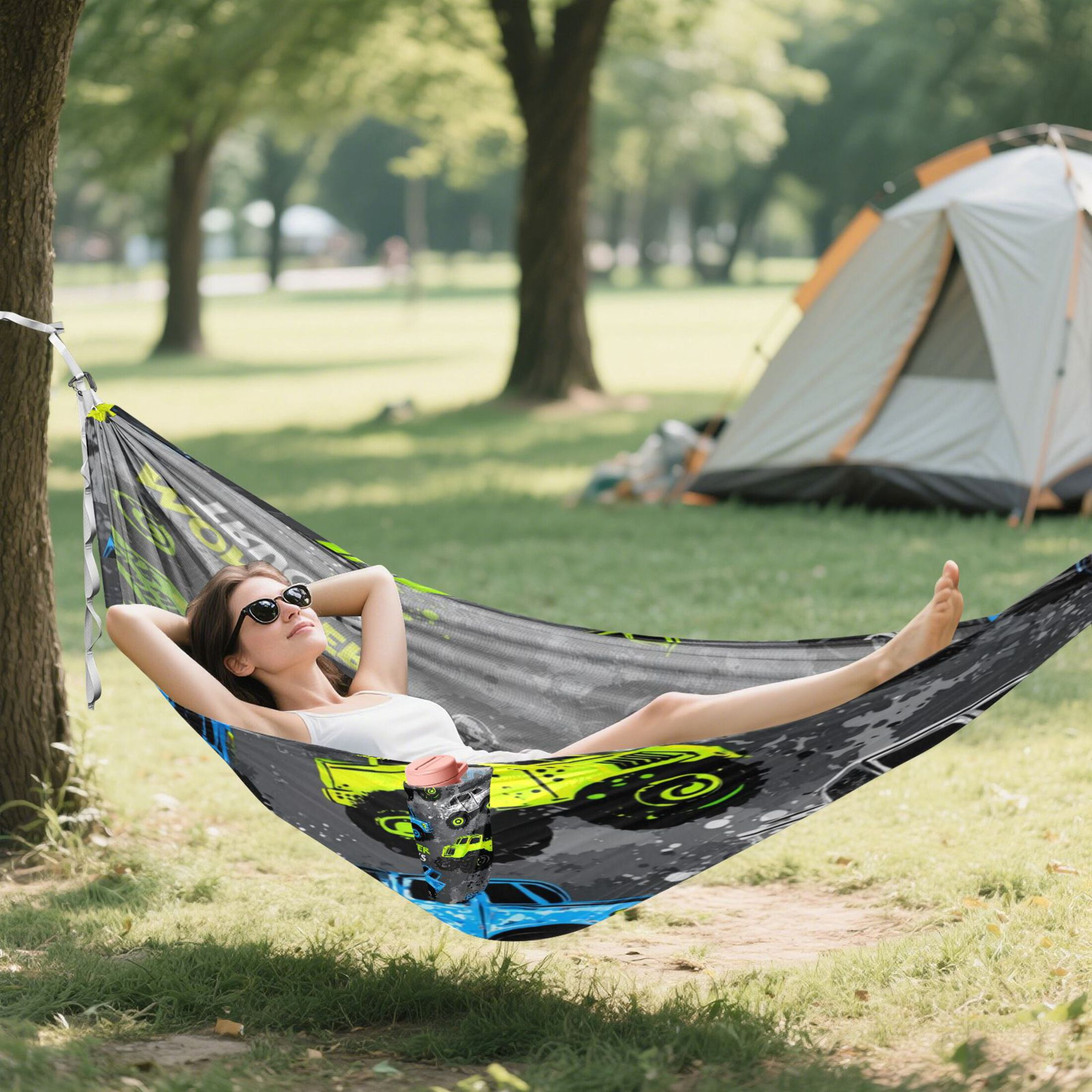 Hanging Hammock Portable Travel Camping For Outdooor Beach Camping Hiking Colorful Monster Trucks