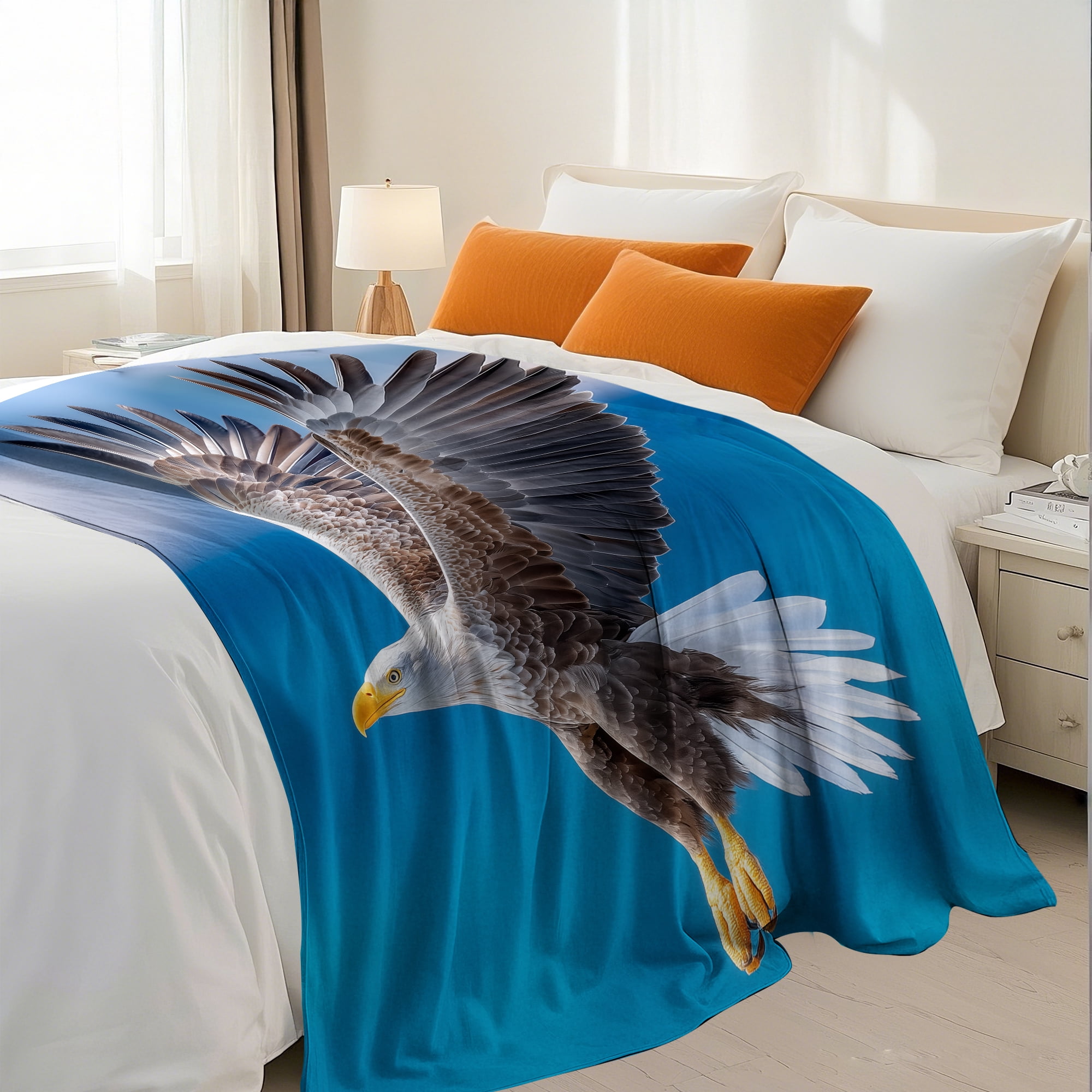 Flannel Fleece Throw Blanket, Soft Large Throw Blanket, Lightweight Cozy Plush Throw Blanket Fit Sofa Bed, 30"x40", Eagle