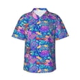 thumbnail image 3 of Camisas hawaianas para hombre, camisas de manga corta con estampado de anclas de hongos, camisas de playa para vacaciones de verano, camisas lindas de dibujos animados para mujeres y niños, 3 of 5