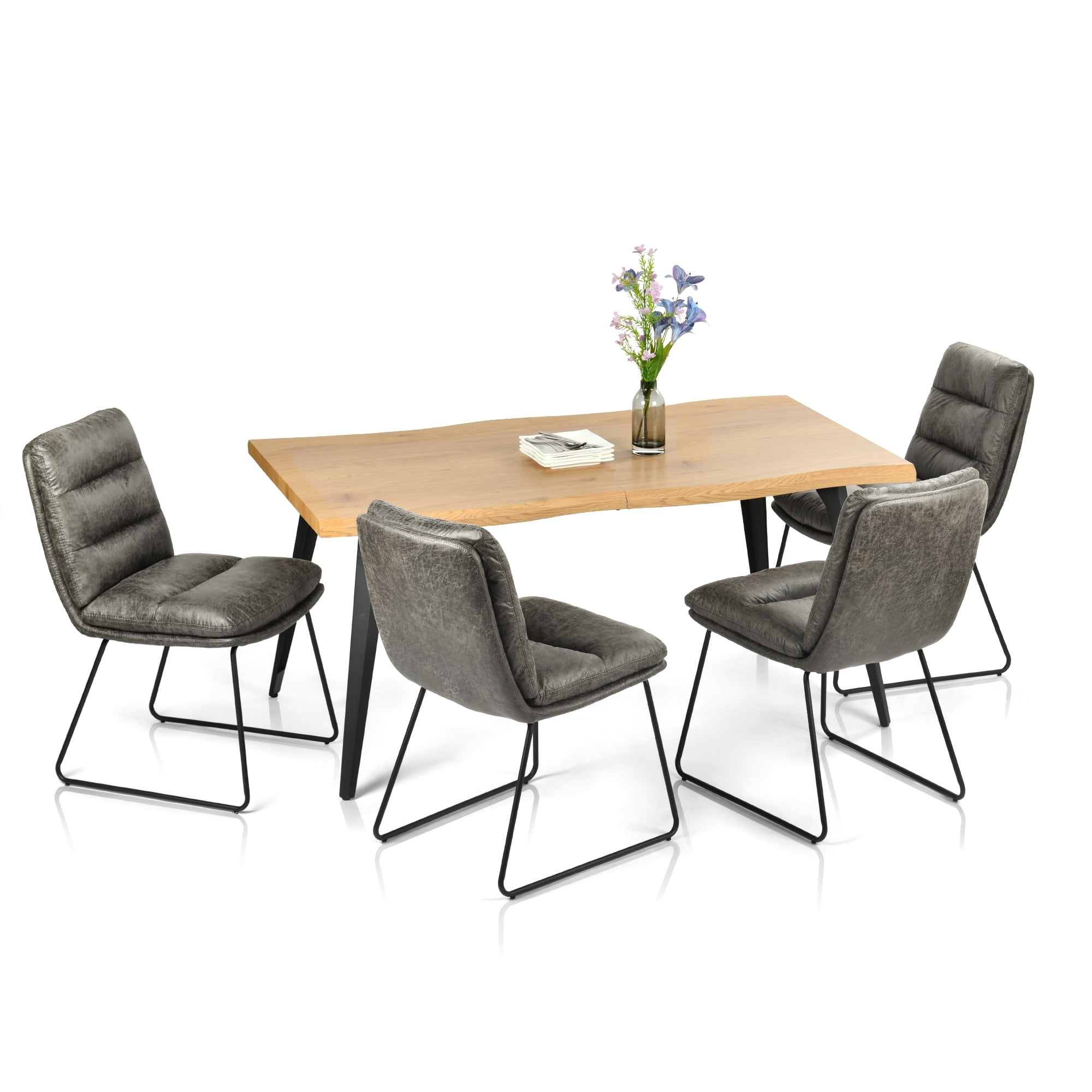 Ensemble de salle à manger 5 pièces Homy Casa - Table rectangulaire et 4 chaises industrielles pour 4 personnes