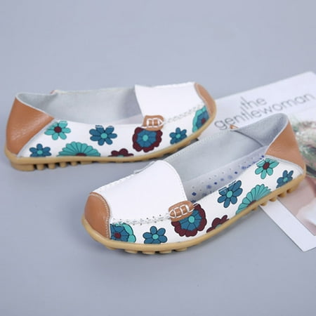 

Women s Sandals Floral Printed Casual Slip on Slides Slippers Shoes Super Soft PU Footbed Anti-Slip Sole for Girls White 44