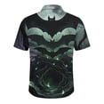 thumbnail image 5 of GrmtClth Men’s Daily Vacation Spooky Button Down Shirt Short Sleeve Gothic Forest Haunted House Pumpkin Pattern Soft Full Button Top Wine 2XL, 5 of 5