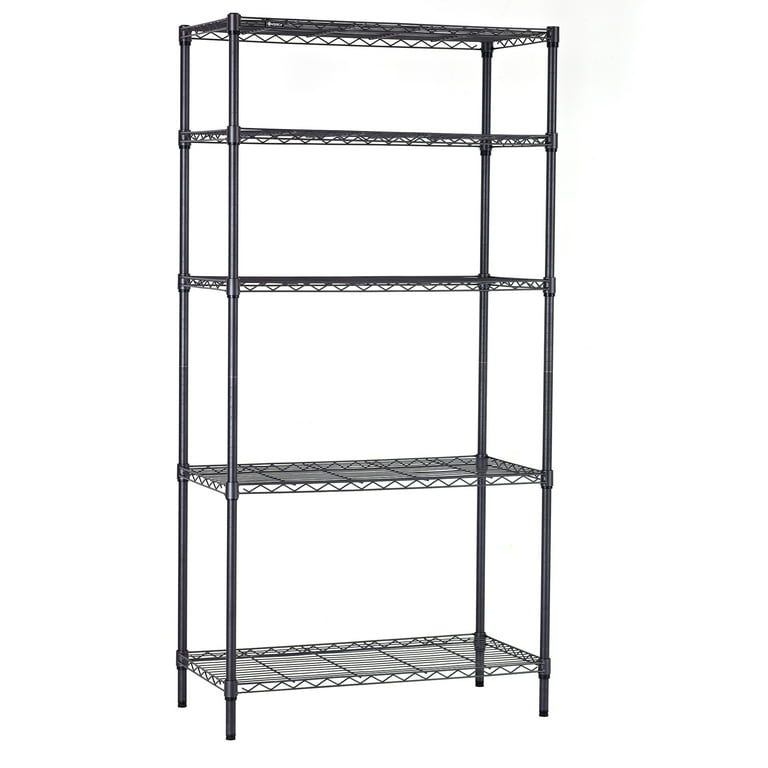 SEGMART Kitchen Shelves, Rustproof 5-Shelf Shelving Unit with Adjustable  Height, Heavy Duty Wire Storage Shelf, Shelf Unit for Keeping Clothes  Snacks Textbooks Magazines, Black, XL 