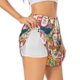 thumbnail image 3 of Lsque Retro Summer Stamp Printed Women's Running Shorts with Liner Pockets,Elastic Quick Dry Workout Athletic Gym Yoga Shorts,Womens High Waist Shorts-XX-Large, 3 of 9