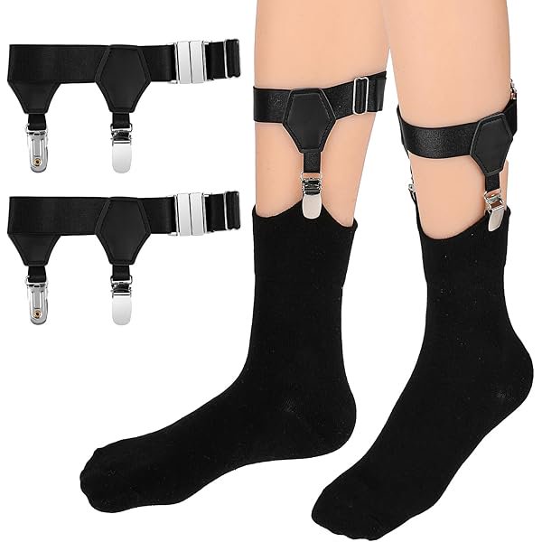 WAYANMens Sock Garters Mens Sock Suspenders Adjustable Non-Slip Sock Strap Suspenders for Stockings