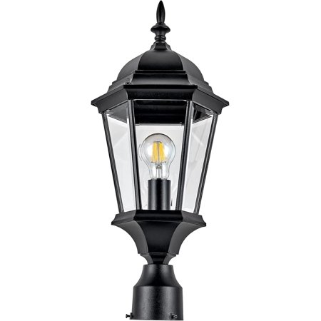 Oak Creek Outdoor Post Top Light with Clear Glass for Driveways and Porches, Textured Black (589192-TBK)