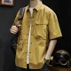 thumbnail image 5 of Camisas para hombre Camisa de carga negra de gran tamaño Ropa para hombre Tops Original Verano Normal Casual Xxl Asia I Estilo coreano Diseñador genial, 5 of 5