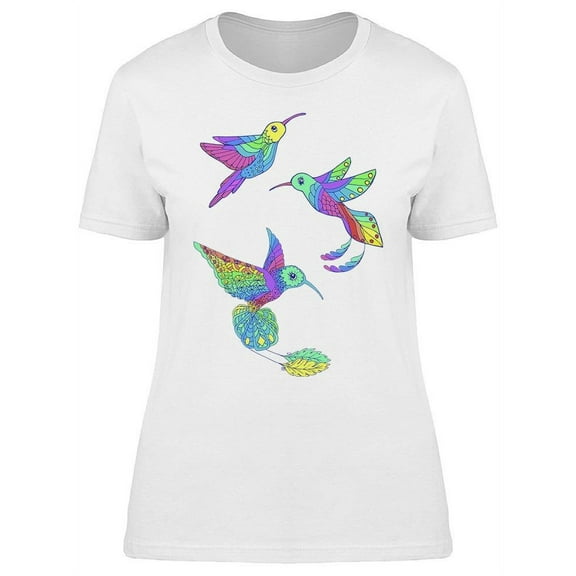 Set Hummingbirds Drawing T-Shirt Women -Image by Shutterstock, Female Medium