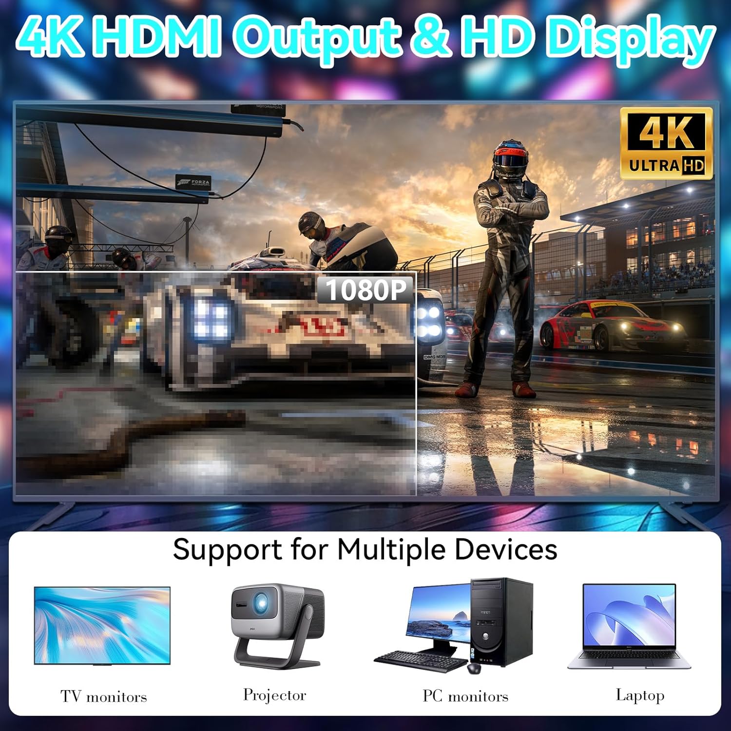 Retro Game Console, Retro Game Stick, Wireless Retro Game Console with 20000  Games and 9 Emulators, Retro Drive Game Stick 4K HDMI Output, 2.4GHz Wireless TV Plug and Play Controller