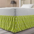 thumbnail image 1 of Ethnic Bed Skirt, Repetition with Lattice Ornament Natural Organic Tone Soft Illustration, Elastic Bedskirt Dust Ruffle Wrap Around for Bedding Decor, 4 Sizes, Yellow Green Grey, by Ambesonne, 1 of 2