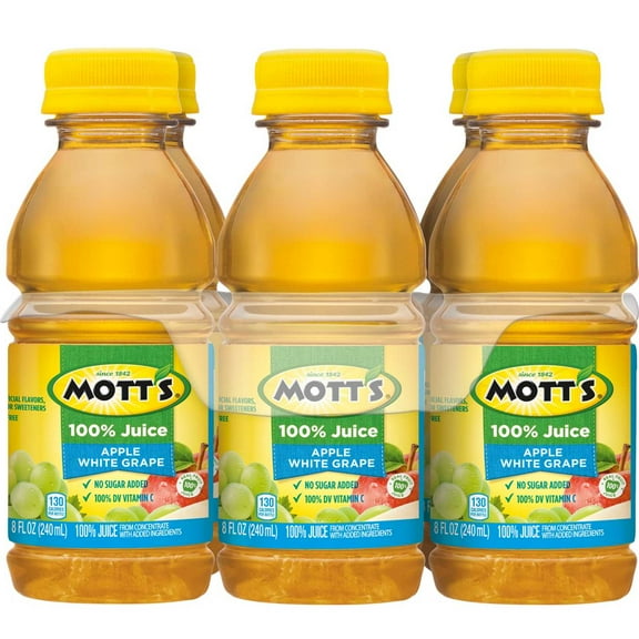 Mott's 100% Apple White Grape Juice 8 oz Bottles - 6 pk