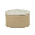 thumbnail image 4 of Zentique 26" Beige and Brown Contemporary Round Ottoman, 4 of 4