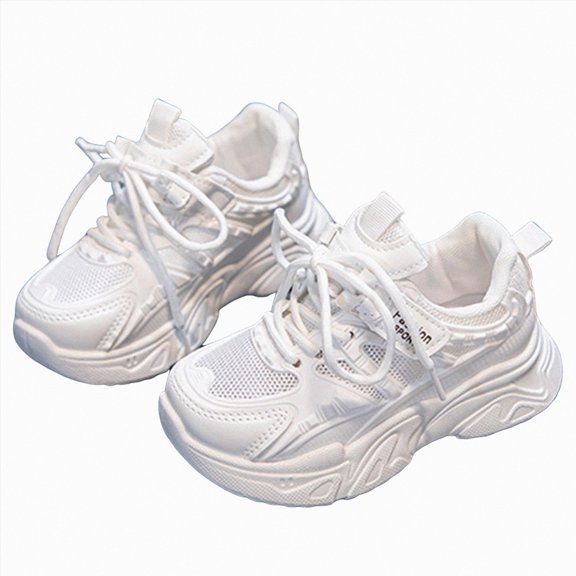 Gubotare Girl Tennis Shoes Toddler Little Kids Wide Barefoot Shoes Boys Girls Sneakers Lightweight Breathable Walking Shoes Size 13 (White,Little Kids 13)