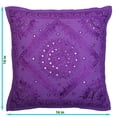 thumbnail image 3 of Stylo Culture Indian Decorative Throw Pillow Covers 16 x 16 Hand Embroidered Purple Bohemian 40x40 cm Home Decor Cotton Mirrored Square Cushion Covers | Set Of 2, 3 of 4