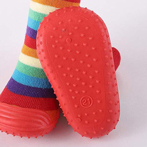 2 Pairs Baby Socks Anti Skid Rubber Soft Sole Infant Slippers Prewalker Shoes