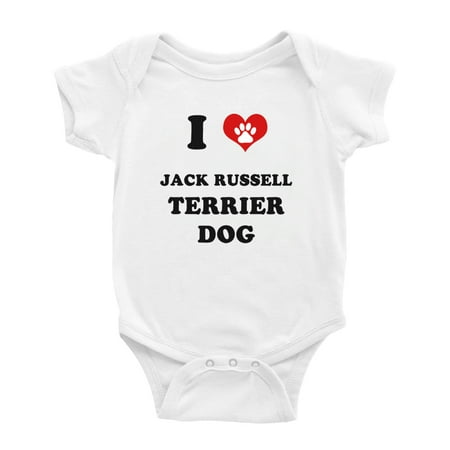 

I Heart Jack Russell Terrier Dog Funny Baby Bodysuits (White 0-3 Months)