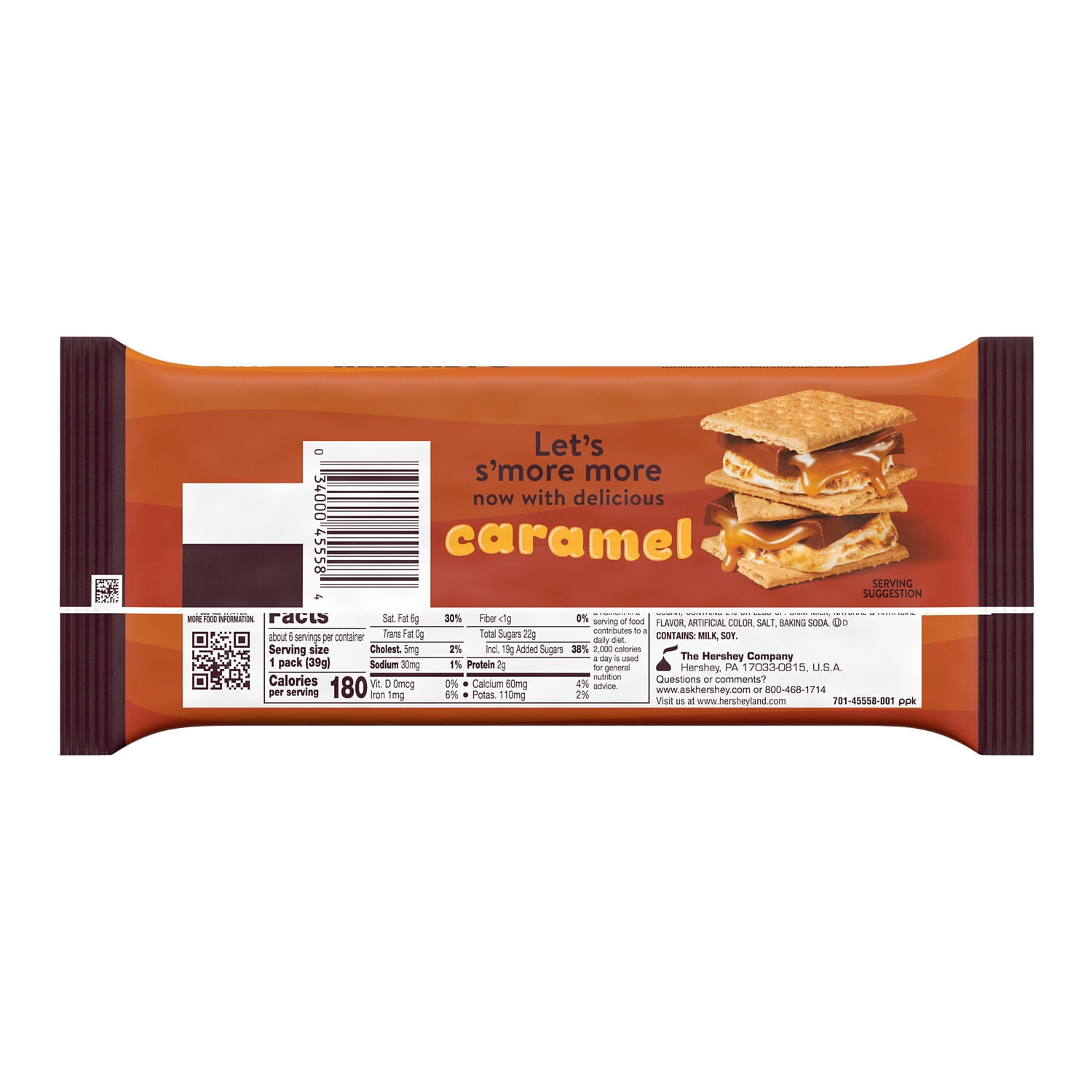 HERSHEY'S Milk Chocolate with Caramel Candy Bars, 1.4 oz (6 Count)