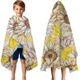 thumbnail image 3 of Yellow Sunflower Bud Leaf Pattern Hooded Bath Towel，50"x30" for Ages 3 To 12 Kids, Quick Dry Lightweight Soft Microfiber Hood Beach Towel Cover Up for Kids, 3 of 7