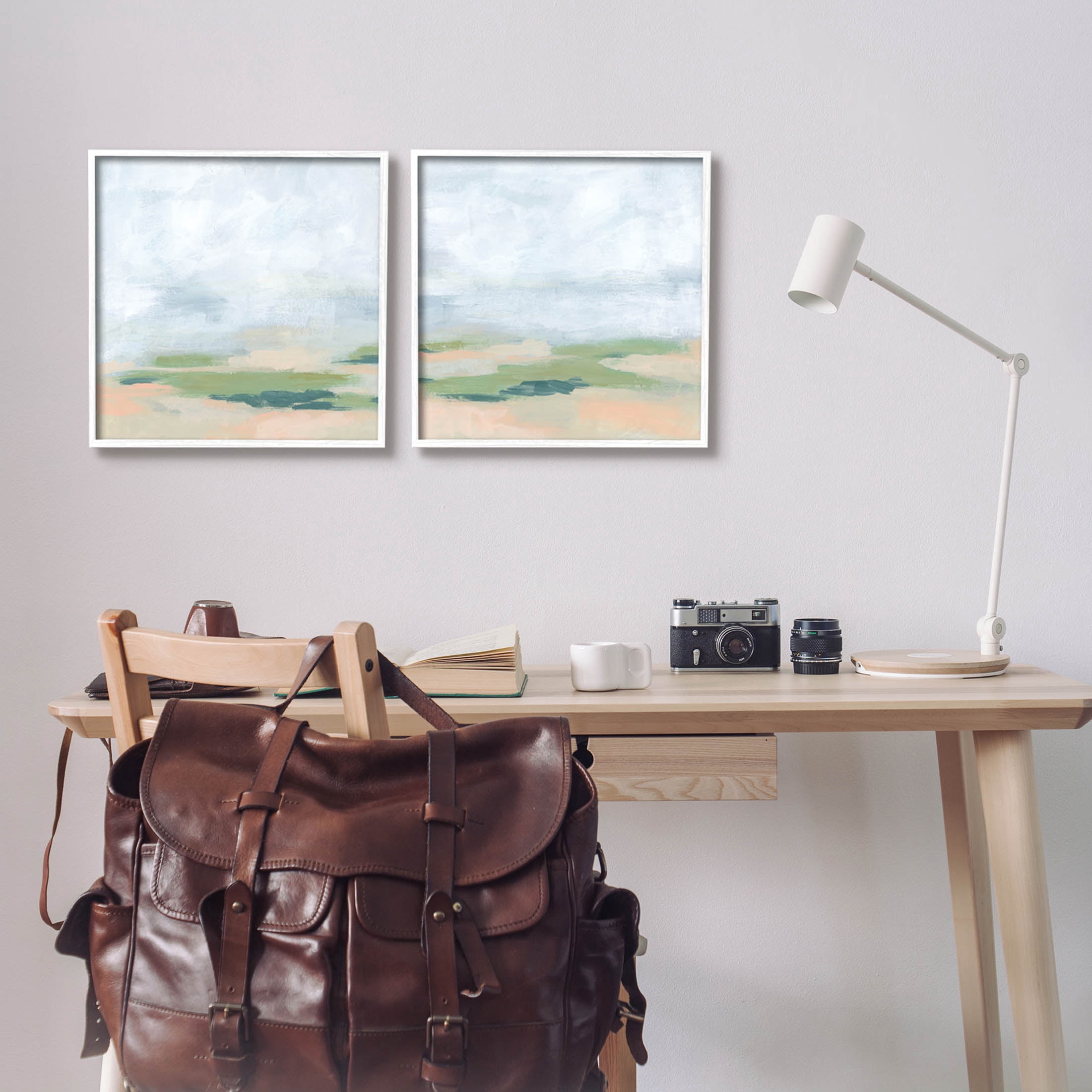 Stupell Industries Soft Abstract Landscape Scene Painting White Framed Art Print Wall Art, Set of 2, Design by June Erica Vess