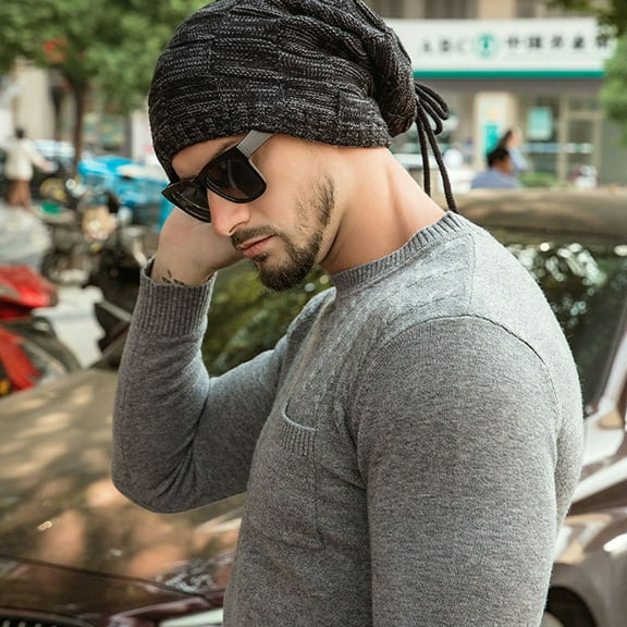 ifundom Black Knitted Winter Hat Warm Beanie Cap Soft Comfortable Cold Weather Headwear