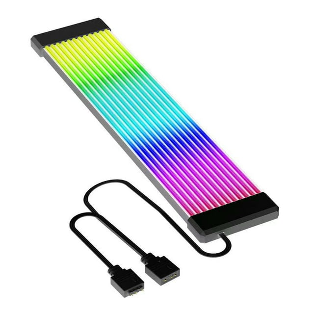 Flexible RGB LED Light Strip Bar ARGB Board Cover For Computer Power Supply ATX 24PIN GPU Video Card Cables And Case Black GPU 3x8PIN Light Strip