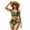 Distressed Jamaica Flag Pattern, variant on Women's High Waisted Halter Bikini Set Monochrome American Flag Print with Drawstring Sides - Trendy Beach & Pool Swimwear
