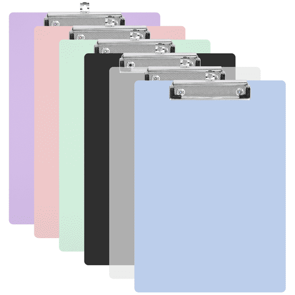 XUEYU Plastic Clipboards Set of 6, Multi Color Plastic Clipboards Bulk, 12.5 x 9 Inch Heavy Duty Plastic Clipboards, Holds 100 Sheets, Jumbo Clip, Multi Color for Classroom & Office