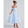 thumbnail image 6 of Women'S Off the Shoulder Cocktail Maxi Dress Sleeveless Casual A Line Elegant Flowy Formal Dresses Light Blue L, 6 of 9