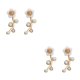 thumbnail image 2 of Qarigey Pendientes de perlas asequibles - Pendientes de tuerca elegantes y ligeros para mujer Pendientes de flores Elegantes a la moda dorado 2Conjunto, 2 of 6