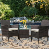 Walnew 3-Piece Outdoor Patio Furniture with Cushioned Tempered Glass