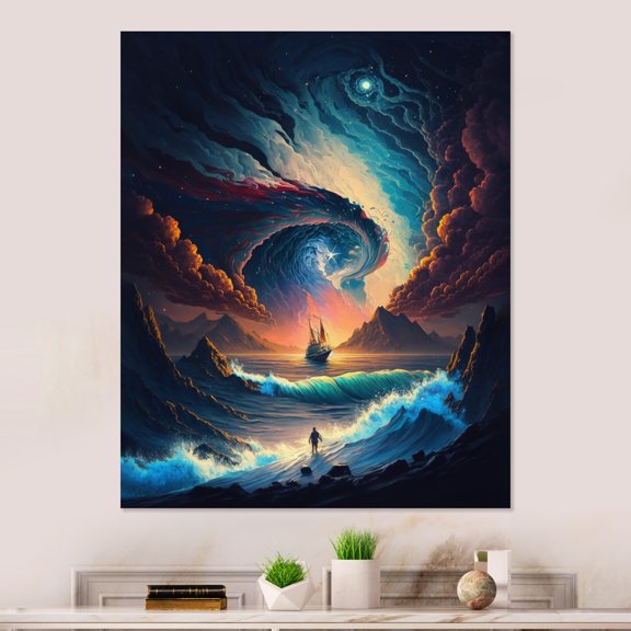 DESIGN ART Designart "End Of The World Fantasy I" Landscape Fantasy Metal Wall Art 12 in. wide x 20 in. high