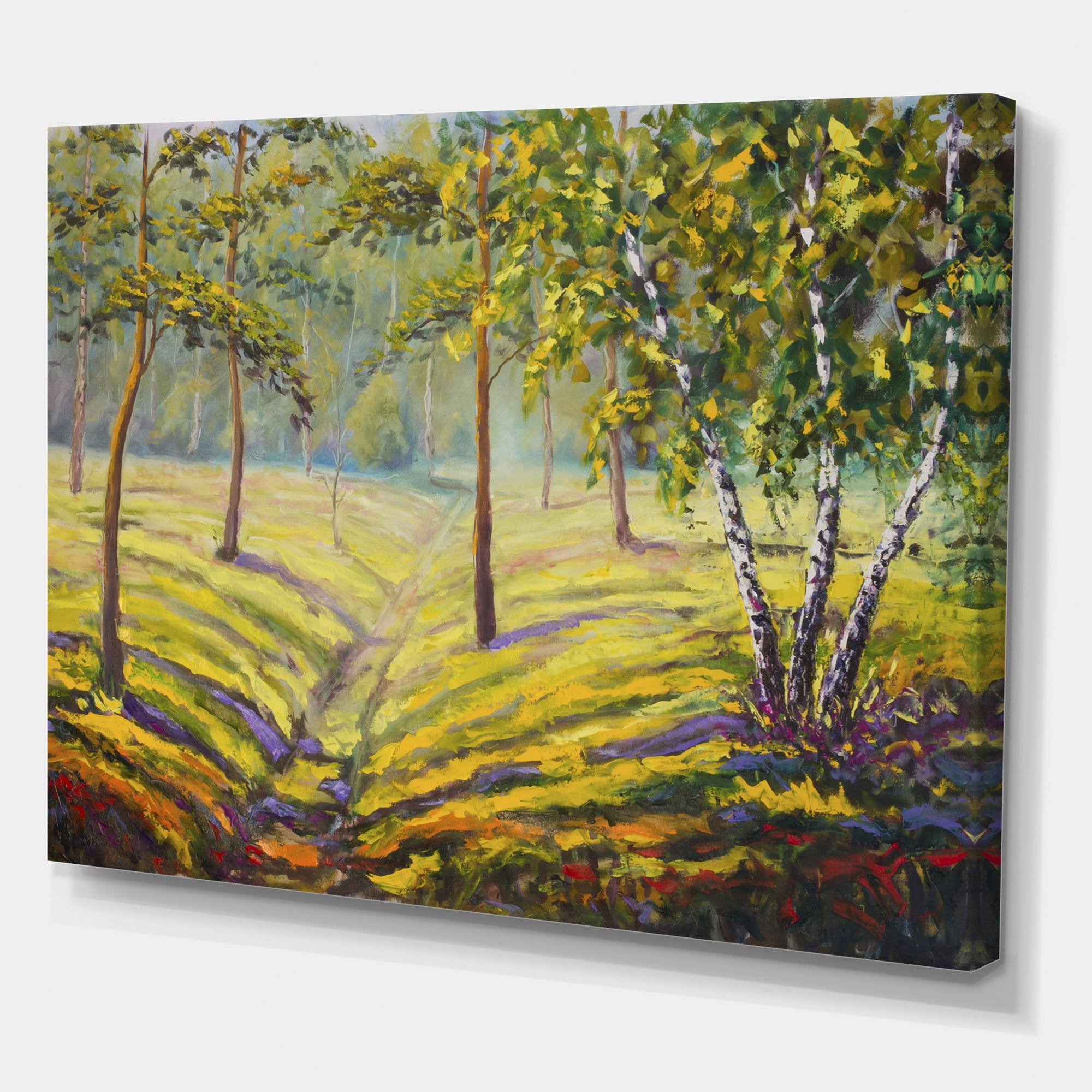 Designart ' Bushes and Pine Trees In The Forest II ' Traditional Canvas Wall Art Print