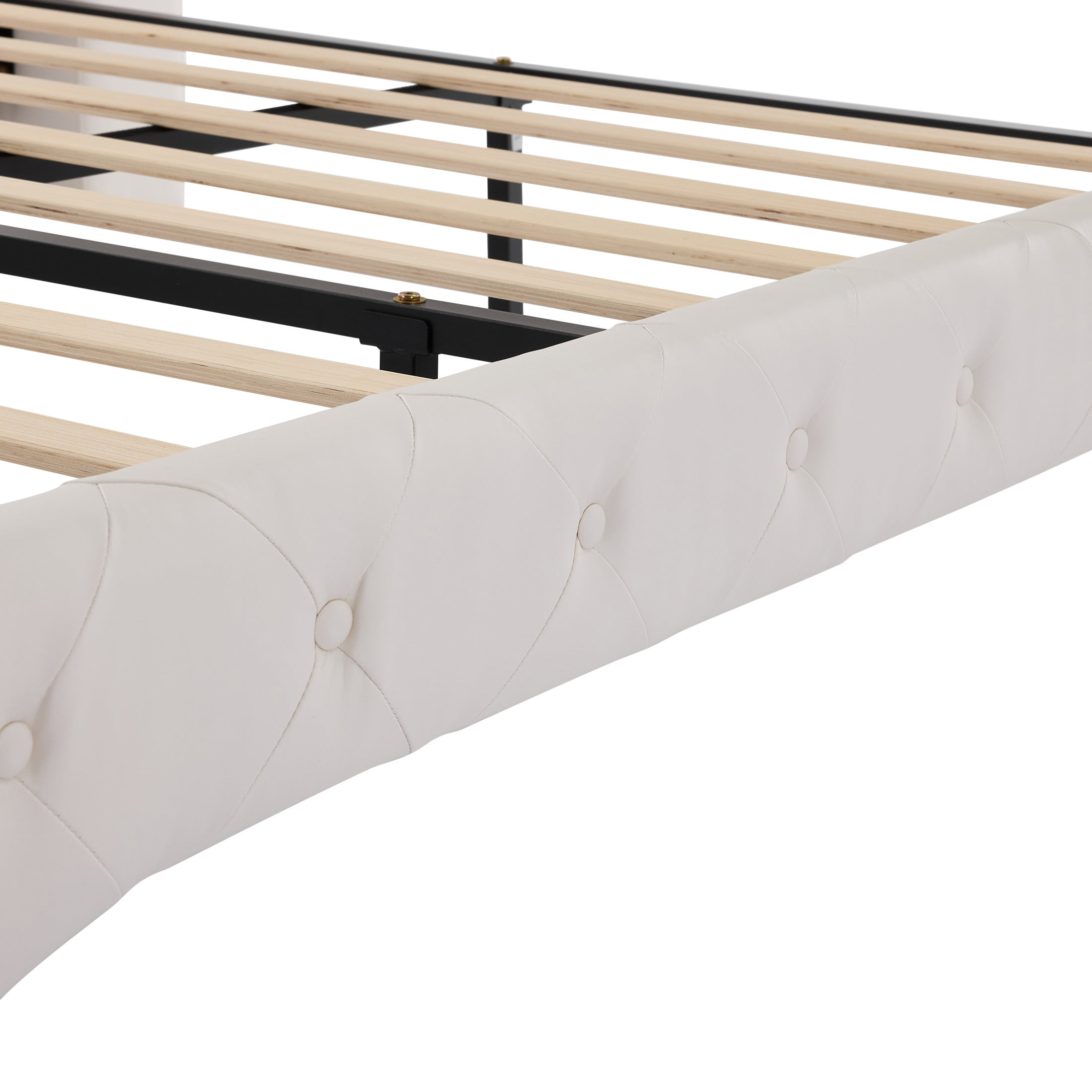 Christopher Knight Home Luxury King Button Tufted Platform Bed with Tall Headboard, PU Upholstered, Beige