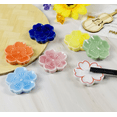thumbnail image 2 of 7pcs Japanese Style Ceramic Sakura Flower Chopstick Rest Spoon Fork Knife Holder, Color, 2 of 6