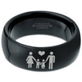 thumbnail image 2 of Tungsten Couple Family Two Child Holding Hands Band Ring 8mm Men Women Comfort Fit Black Dome Polished, 2 of 4