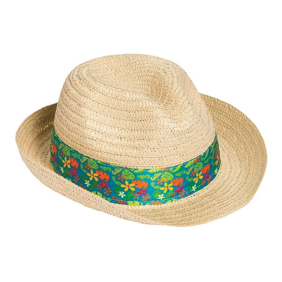 Luau Fedora With Printed Band - Party Wear - 12 Pieces