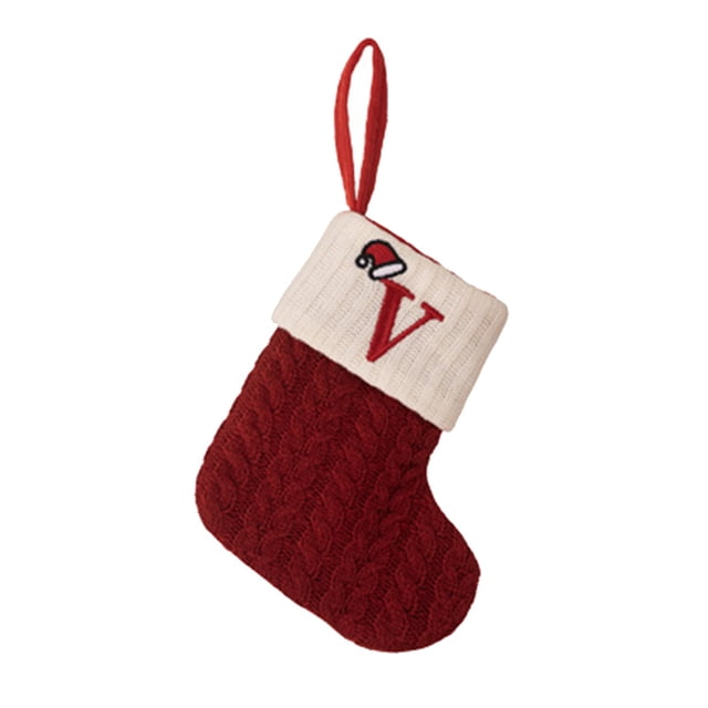 Binwennn Ufs de Pâques Décoratifs Petits Fournitures de Noël Chaussettes de Noël Tricotées Rouges Pendentif Arbre de Noël Chaussettes en Laine Brodée