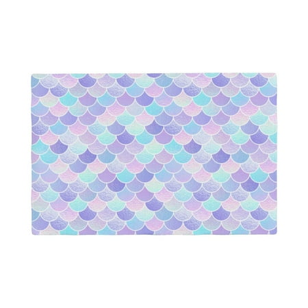

Placemats Set of 4 Fish scales watercolor texture Heat Resistant Non - Slip Place mats Waterproof table mat for Kitchen Dining-6片装