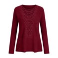 thumbnail image 5 of CAIXIA Long Sleeve Shirts for Women Boho Tops Trendy Blouses Dressy Casual Lace Tops Fall Outfits Fashion Winter Clothing Tunic Tops Loose Fit Business Casual Outfits, 5 of 6