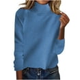 thumbnail image 2 of PiGOGI Women's Stand Up Collar Loose Sweater Thick Shoulder Insert Wool Base Layer Top Blue M, 2 of 6