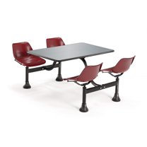 OFM Model 1004 Cluster Seating Table with 24" Stainless Steel Top and Maroon Seats