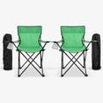thumbnail image 1 of Sillas Plegables para Camping Pesca Playa y Exteriores de Lona Impermebale con Porta Vaso Ligera Sillas para Exterior Ergonomica con Estructura de Acero y Funda Transportadora Set de 2 Sillas (Verde), 1 of 5