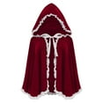 thumbnail image 3 of THDHVS shawl wraps for women,Poncho Shawl,Unisex Christmas Velvet Cape with Lace Trim and Attached Hood for Holiday Festivities Short Cloak Features Elegant Ruffle Detail for All Ages, 3 of 6