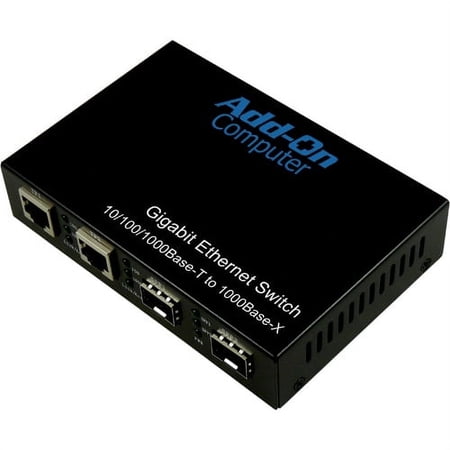 UPC: 0728663105763 | AddOn 2 10/100/1000Base-TX(RJ-45) to 2x Open SFP Gigabit Ethernet Switch