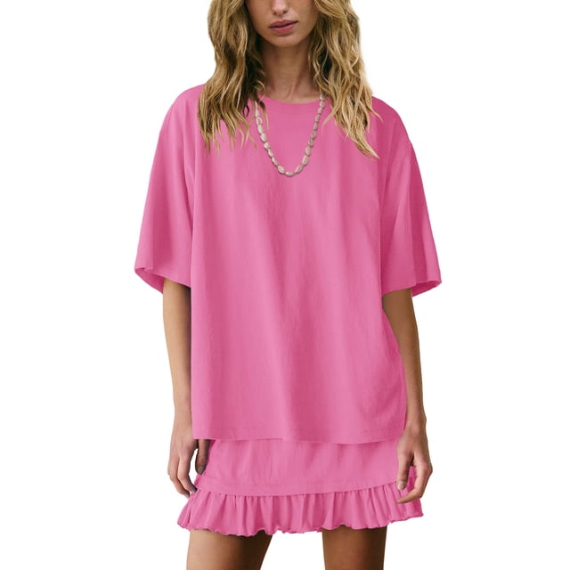 Conjunto de falda de dos piezas Panadila, traje casual de playa para mujer, color rosa