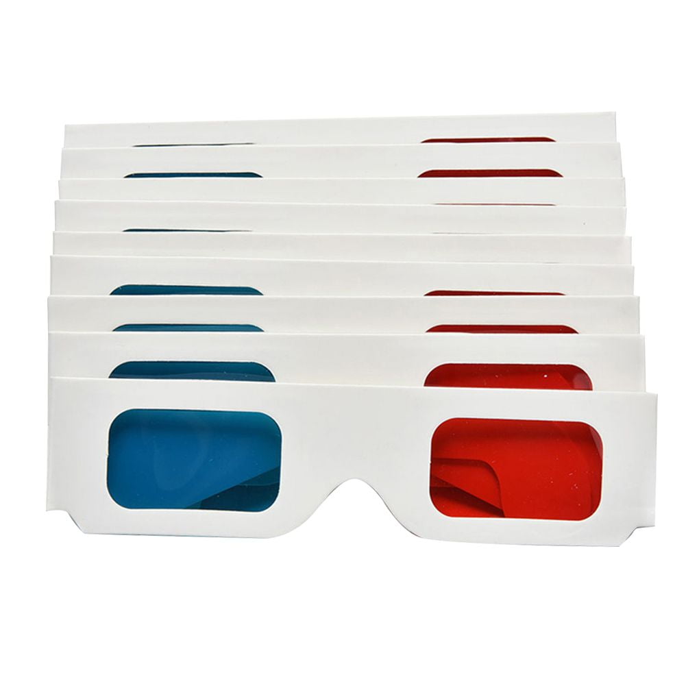 Etbotu 10 Pcs Universal Paper 3D Glasses View Anaglyph Red//Blue 3D Glasses for Movie Video
