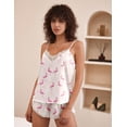 thumbnail image 2 of Ekouaer Pajama Sets For Women 2 Piece Silk Lingerie Sleepwear Satin Cami Pj Shorts Set Soft NightwearPink FlamingoS, 2 of 6