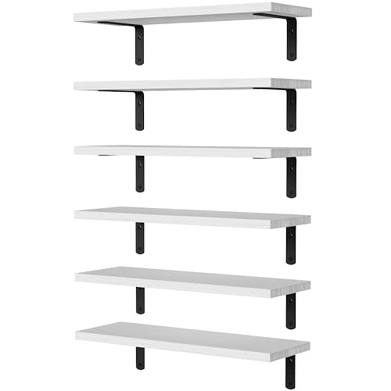 2X Floating Shelves,Wooden Shelves for Wall Decor, Mounted Bathroom Shelf Storage White