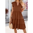 thumbnail image 3 of Womens Summer Casual Sleeveless V Neck 2024 Fashion Ruffle Sleeve Fit Babydoll Flowy Tiered Beach Midi Dress, 3 of 16